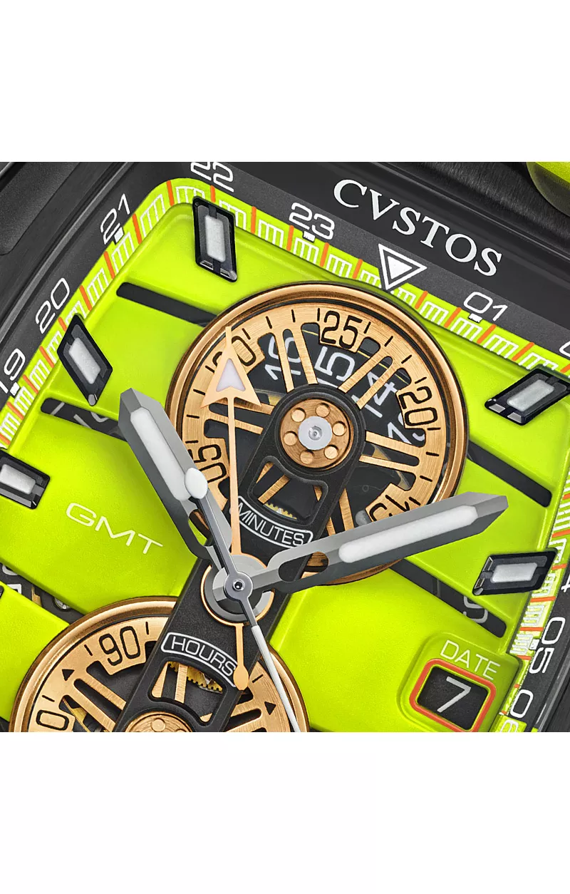 Chrono GMT Black Steel / Pistachio Watch | Cvstos